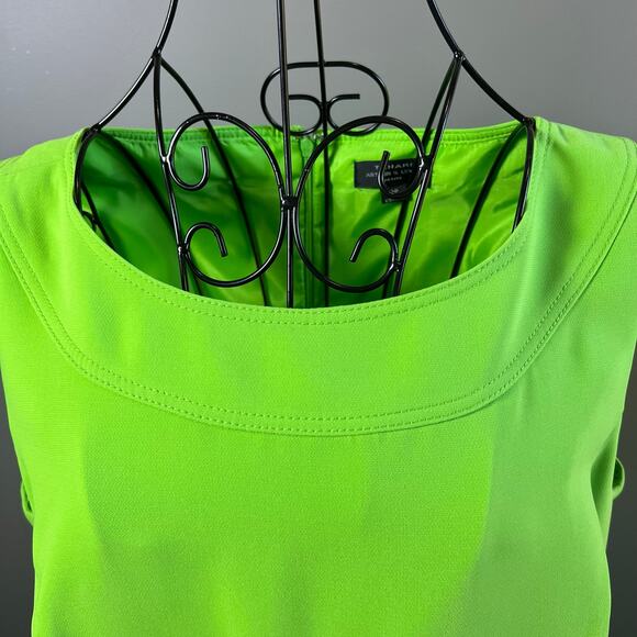 Tahari ASL Bright Green Sleeveless Lined Sheath Dress Size 12P - Picture 4 of 8